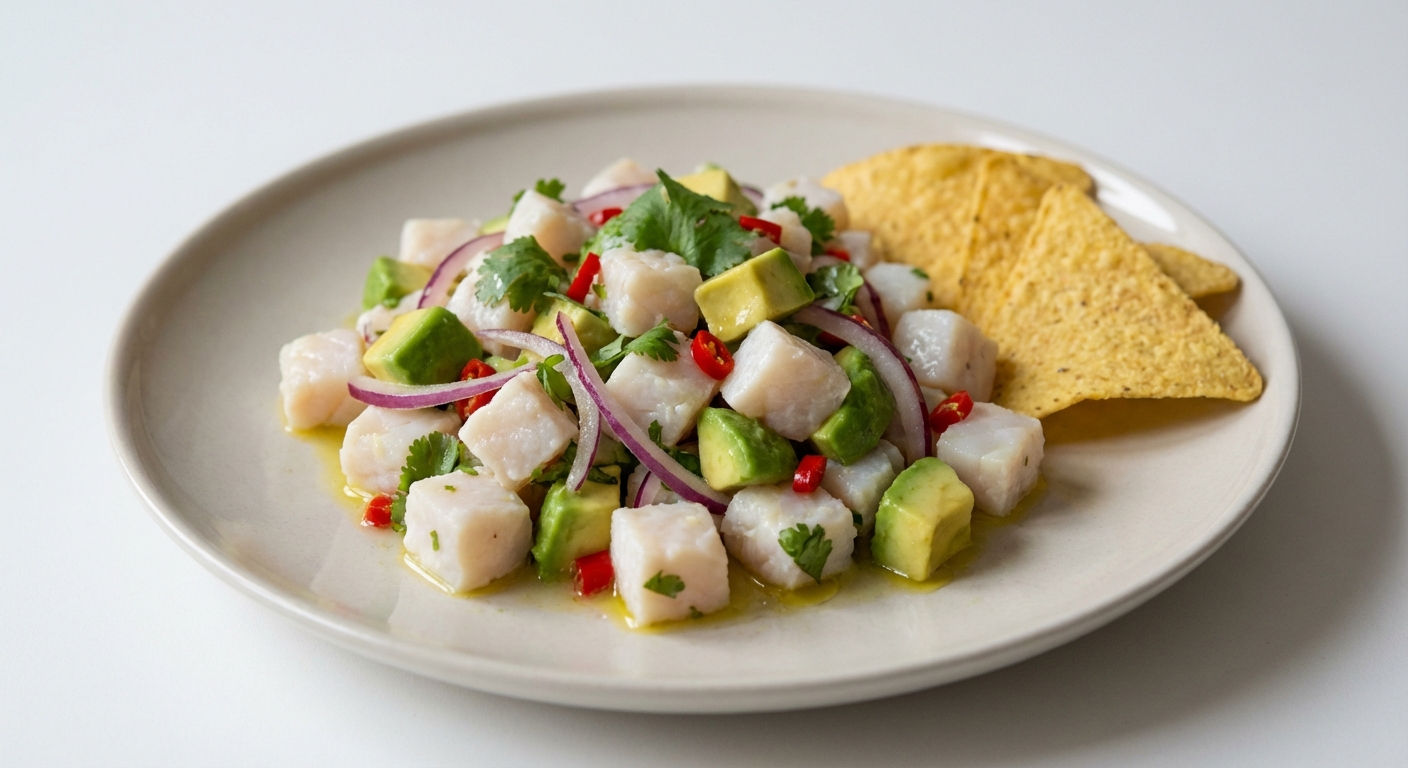 Ceviche z Dorsza, Awokado i Nachos