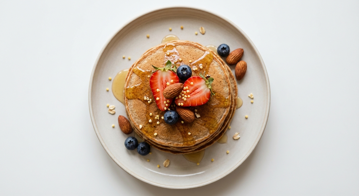 Pełnoziarniste Pancakes z Miodem i Owocami