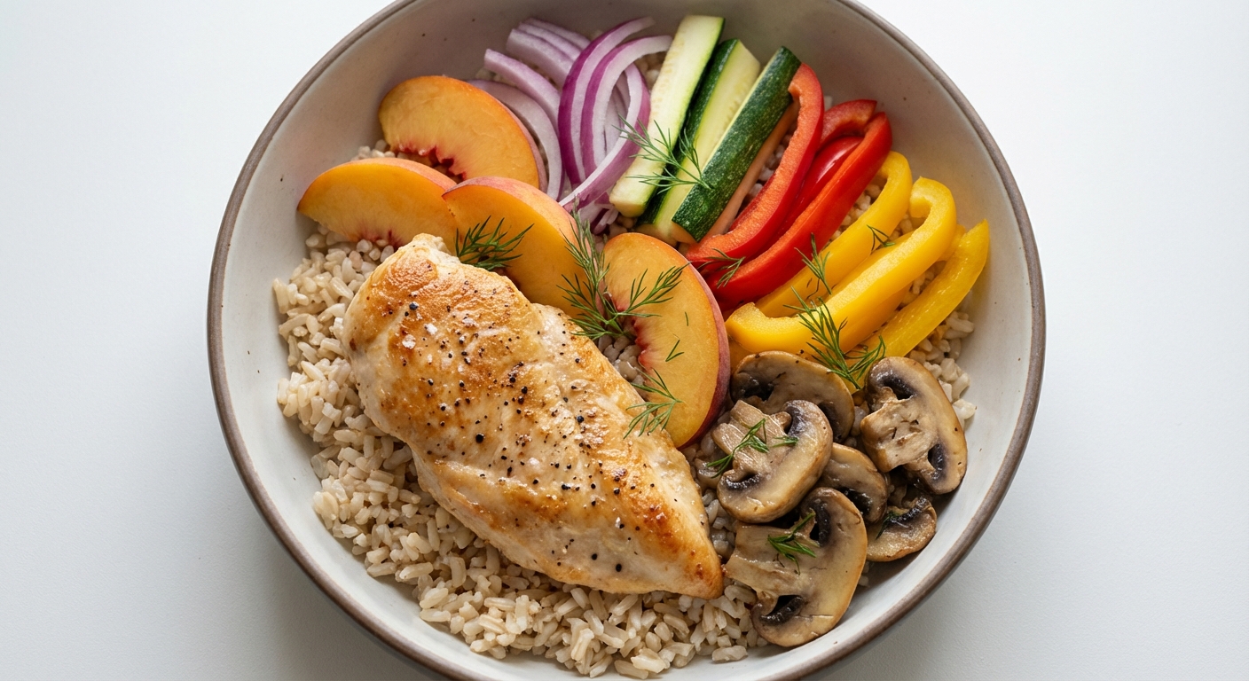 Bowl z Kurczakiem, Brzoskwinią i Ryżem