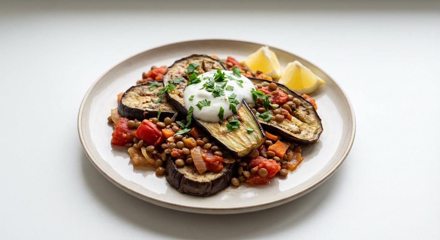 Zapiekanka z Bakłażana, Soczewicy i Pomidorów