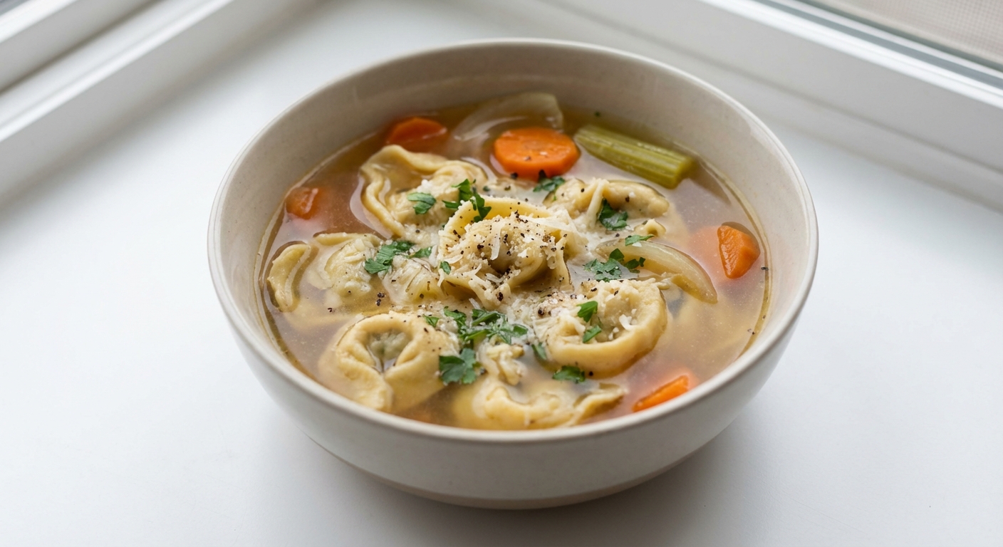 Tortellini z Ricottą w Bulionie Warzywnym