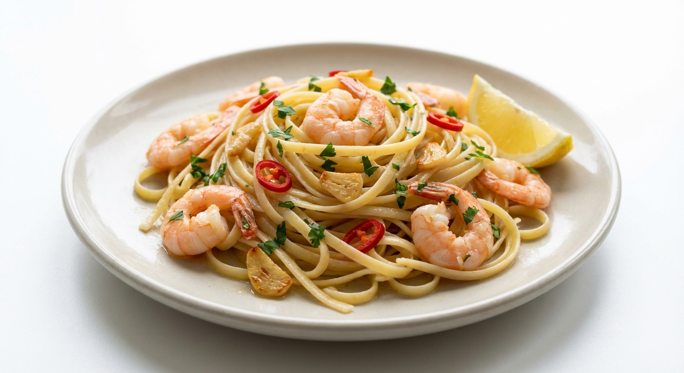 Linguine z Krewetkami, Czosnkiem i Chili