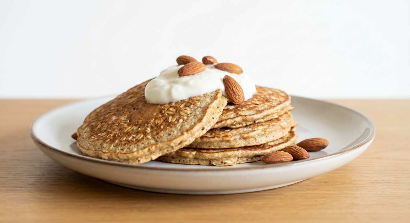 Pancakes z banana, skyr i migdałów