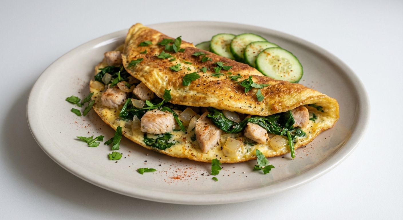 Omlet z Indykiem i Szpinakiem