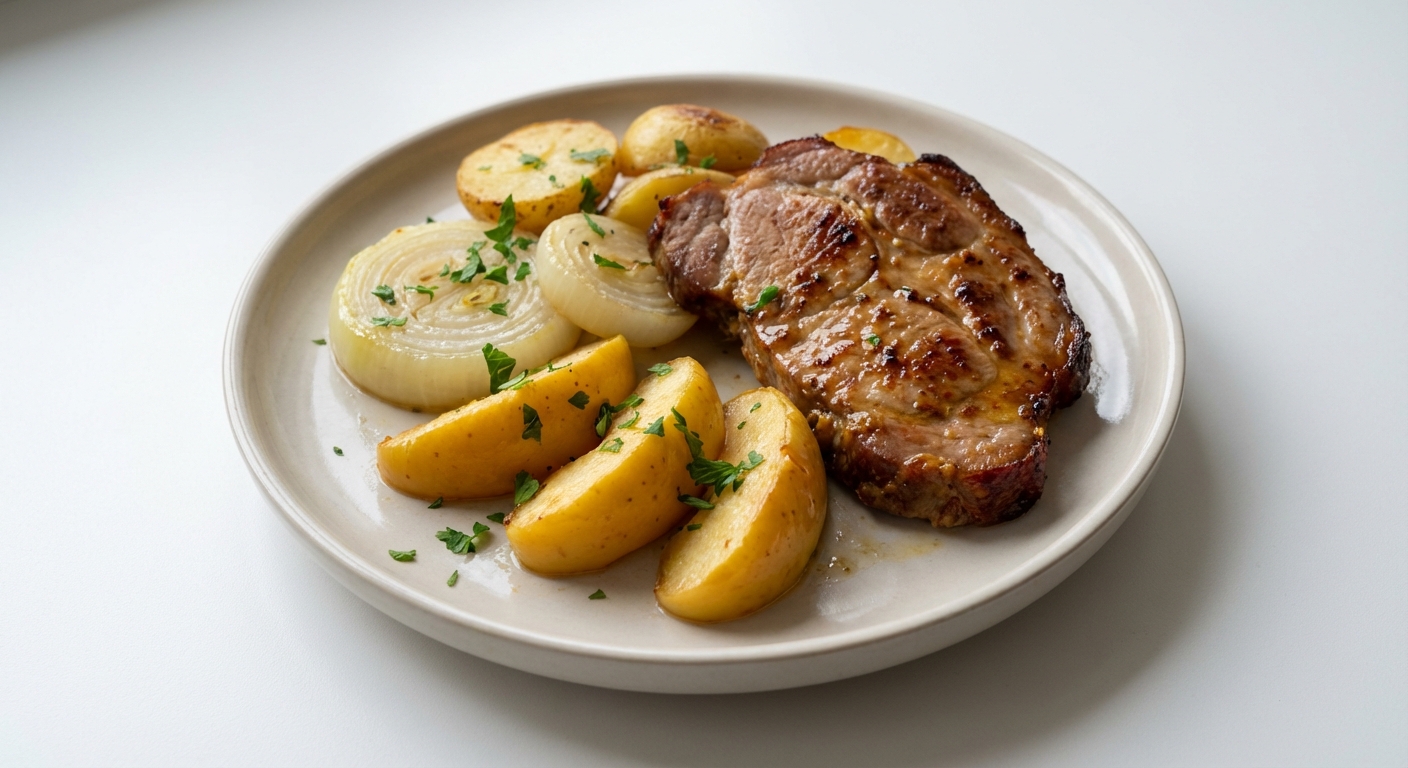 Miodowa karkówka pieczona z jabłkami