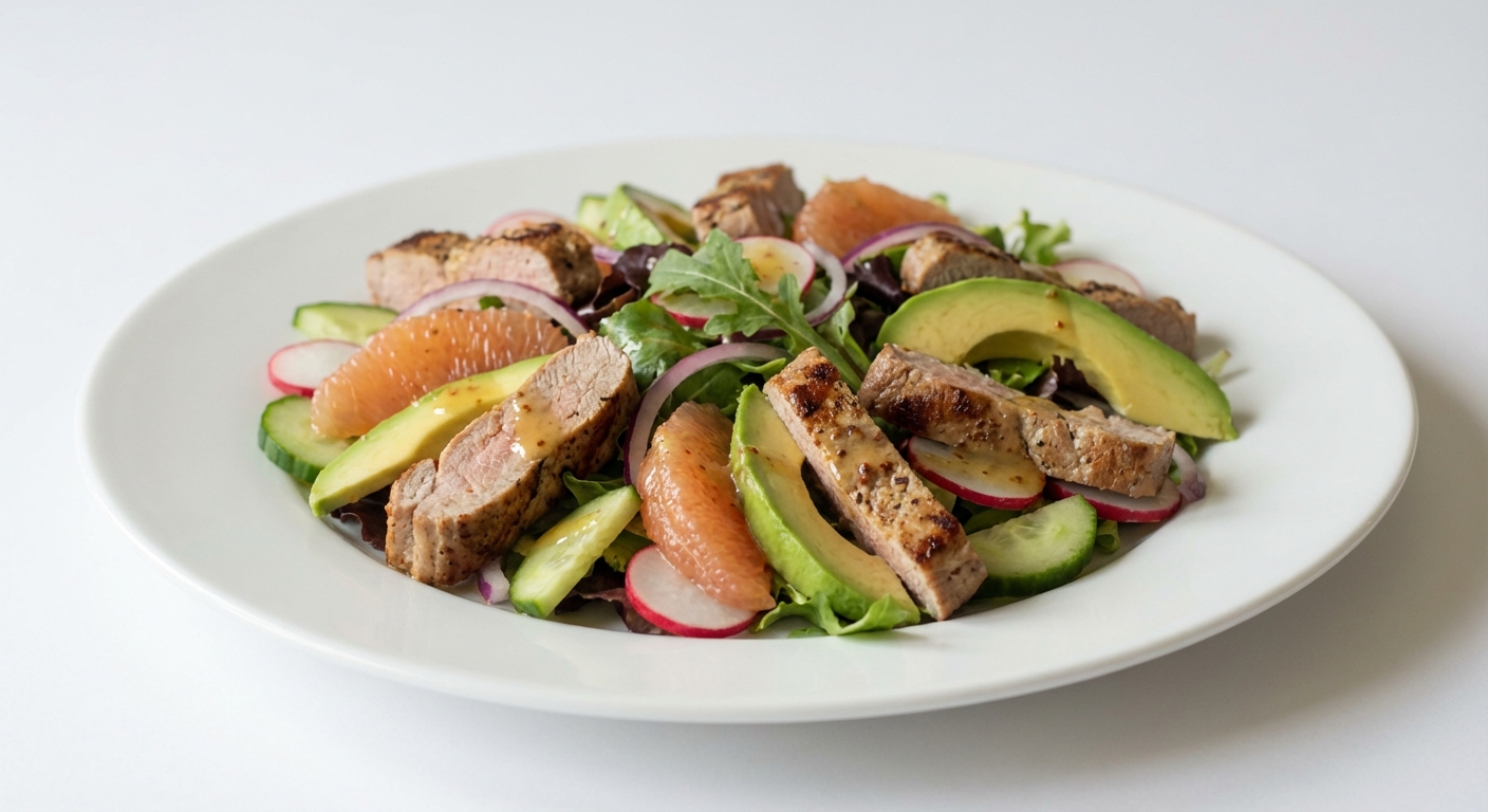 Sałatka z polędwicy, grejpfruta i awokado