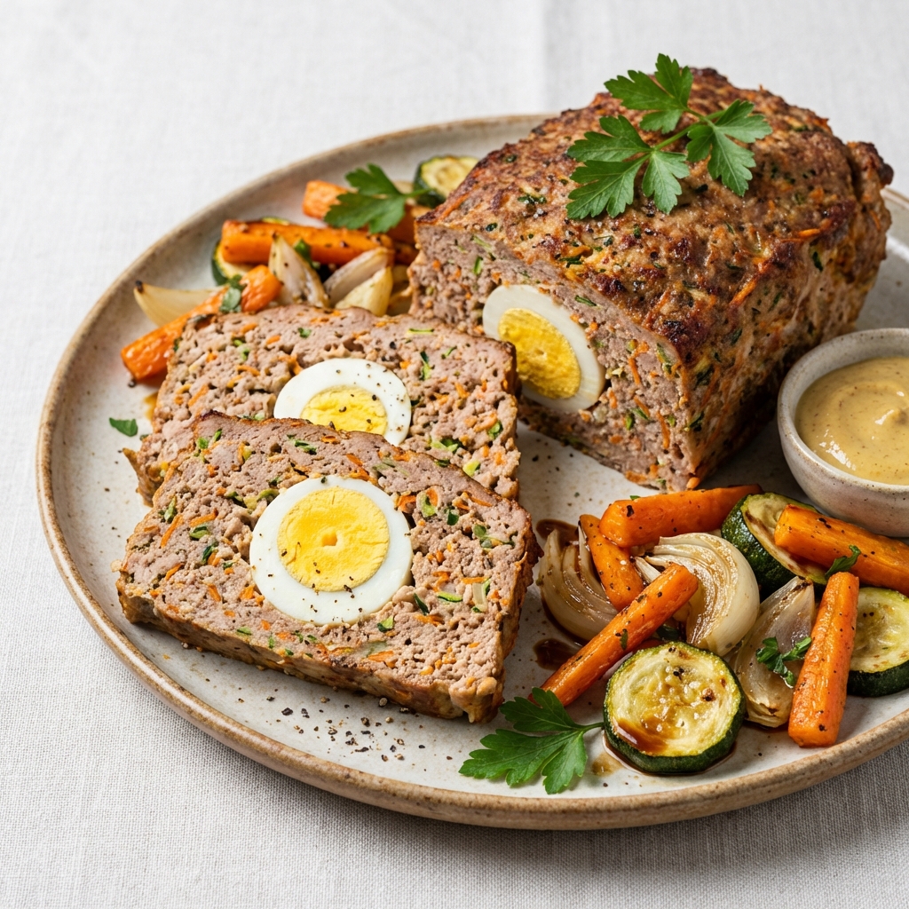 Pieczeń z Łopatki z Jajkiem i Warzywami