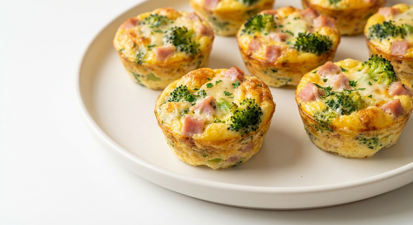 Jajeczne muffiny z brokułami i szynką