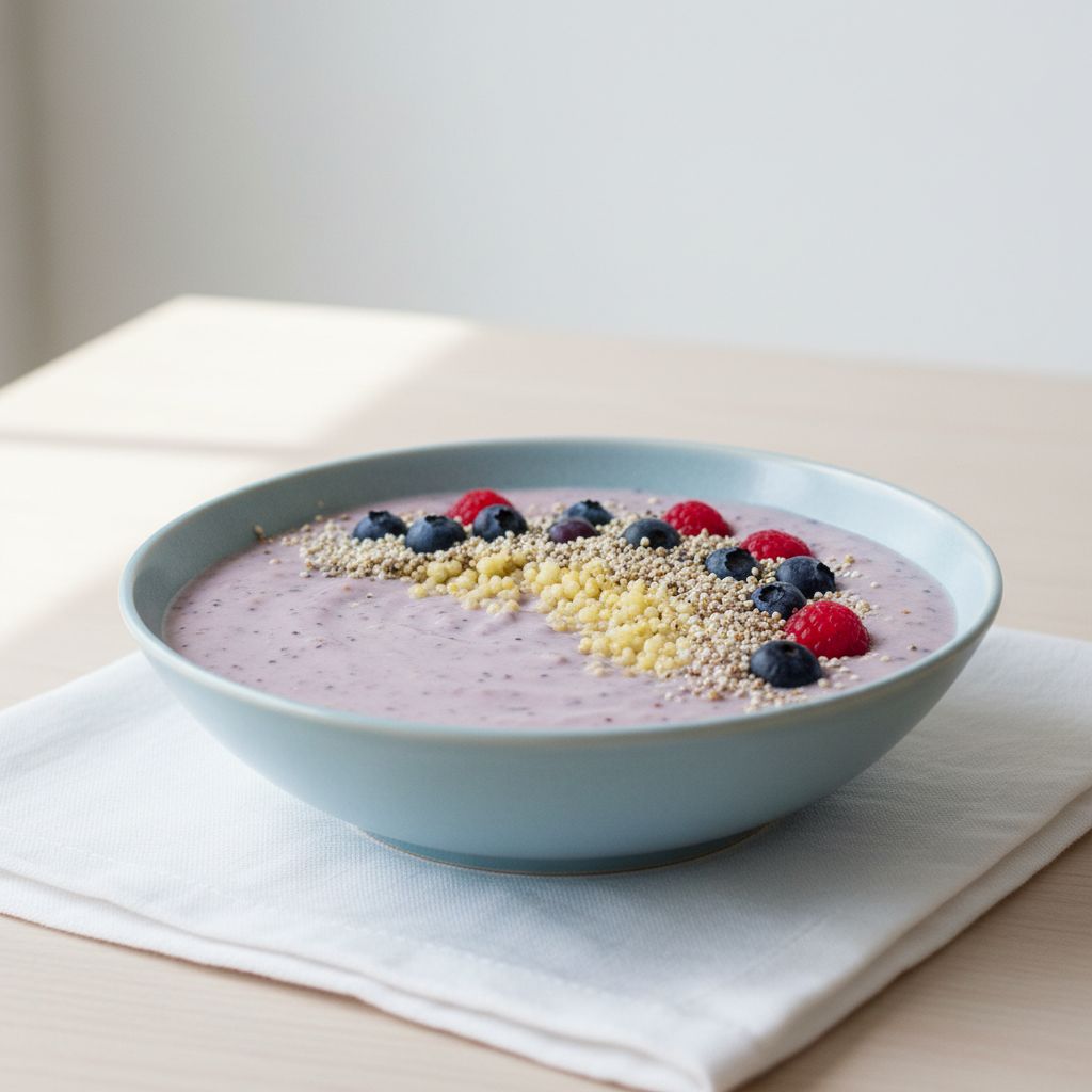 Jagodowy koktajl z jaglanką i amarantusem