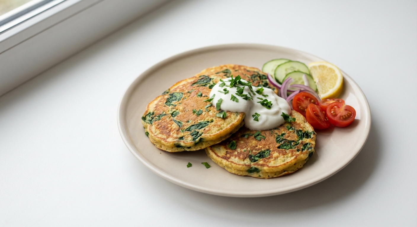 Jaglane Placki ze Szpinakiem i Jogurtem