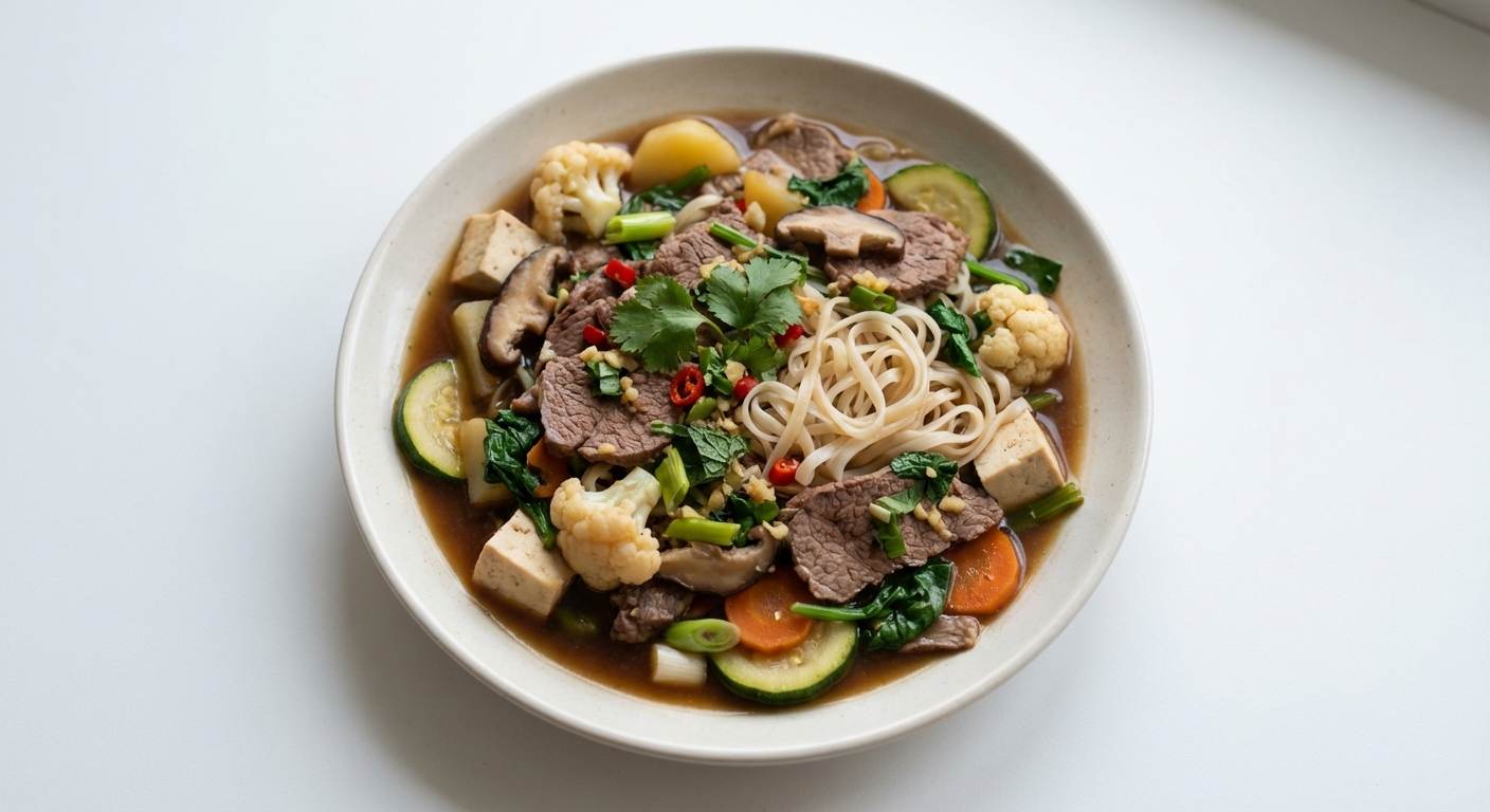 Wołowina, Warzywa i Makaron Hot Pot