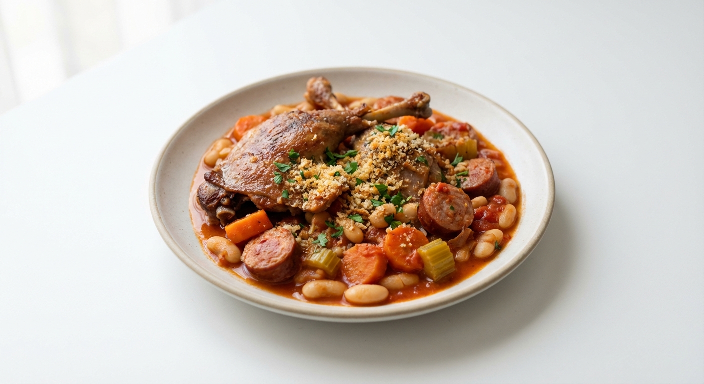 Cassoulet z kaczką, fasolą i kiełbasą