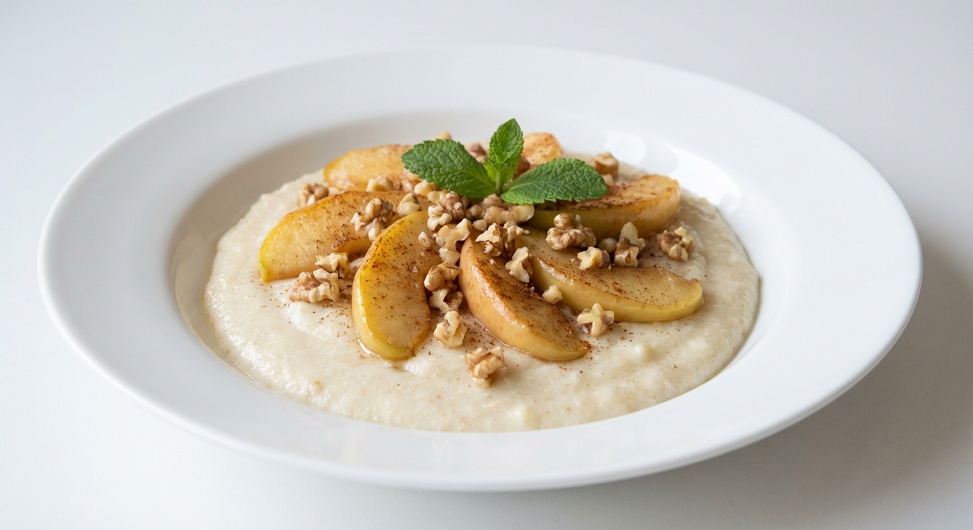 Kaszka manna z jabłkami, miodem i orzechami