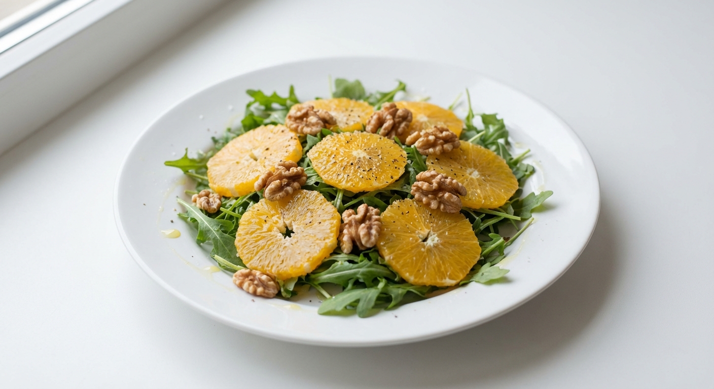 Sałatka z Rukoli, Pomarańczy i Orzechów
