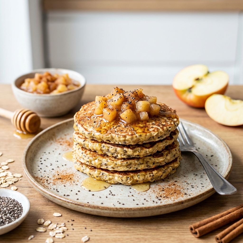 Twarogowe placuszki z jabłkami i chia