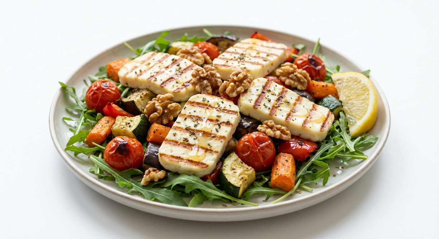 Sałatka z Halloumi, Warzywami i Miodem