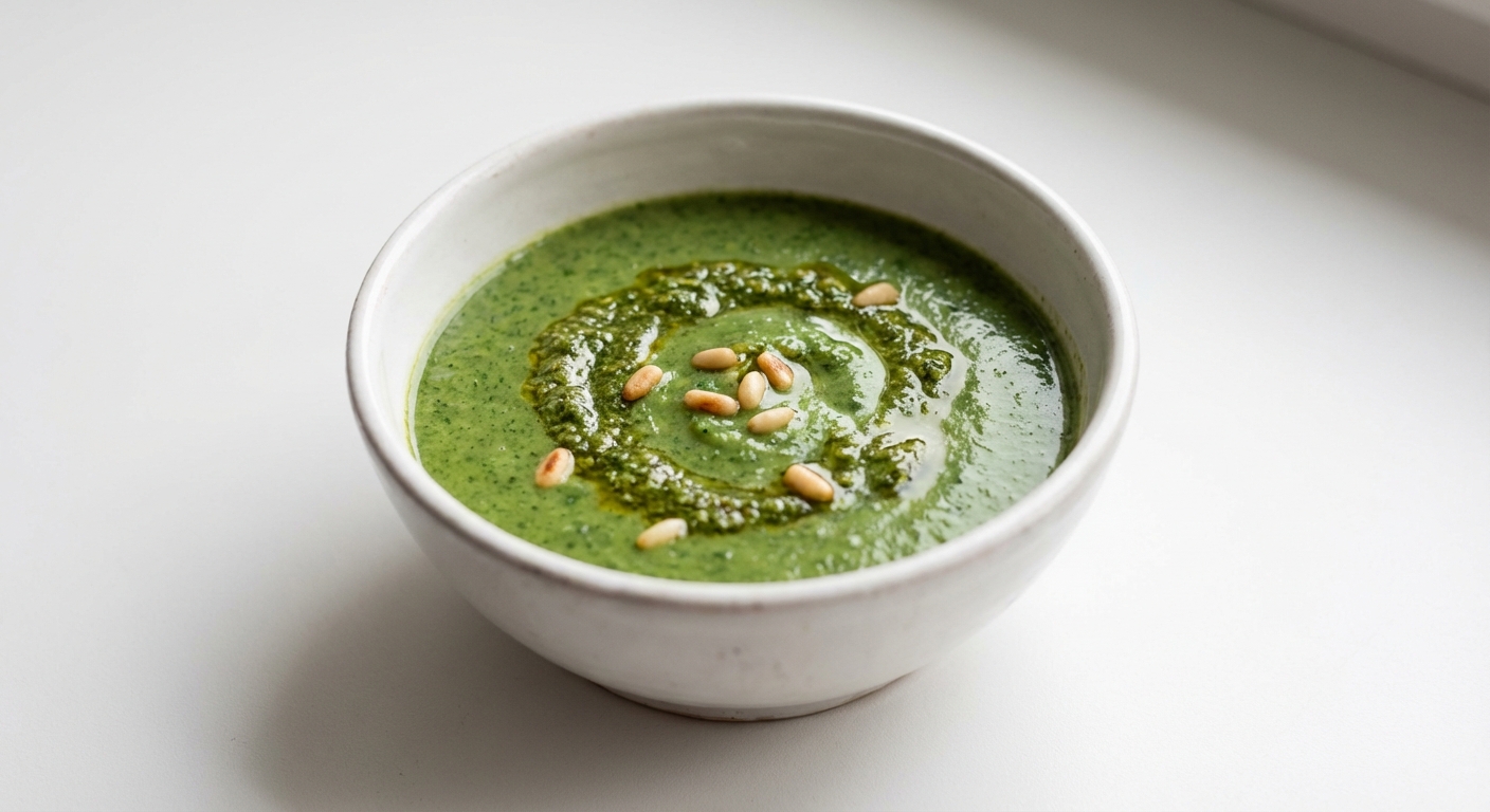 Krem Szpinakowy z Pesto Bazyliowym