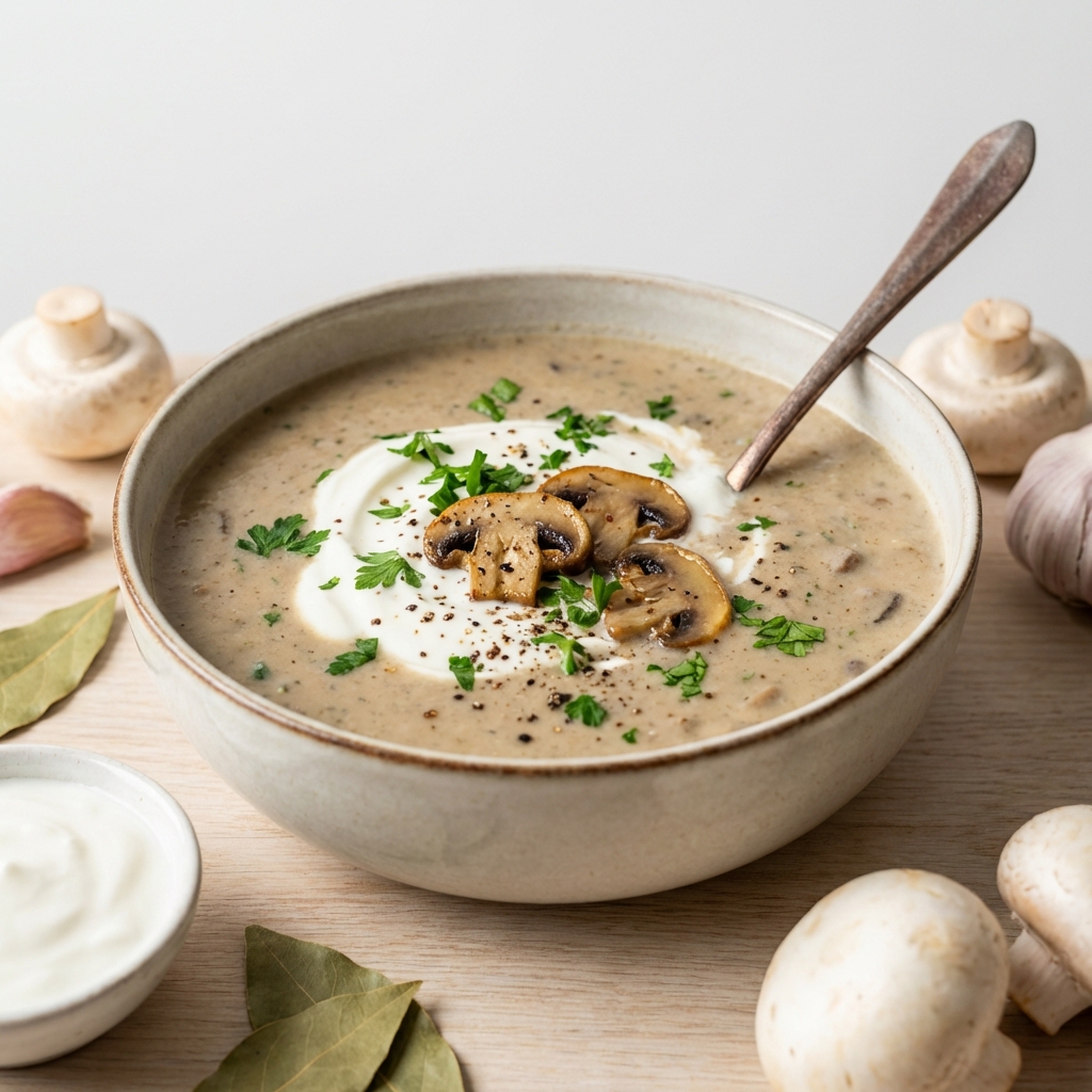 Pieczarkowa zupa krem z jogurtem