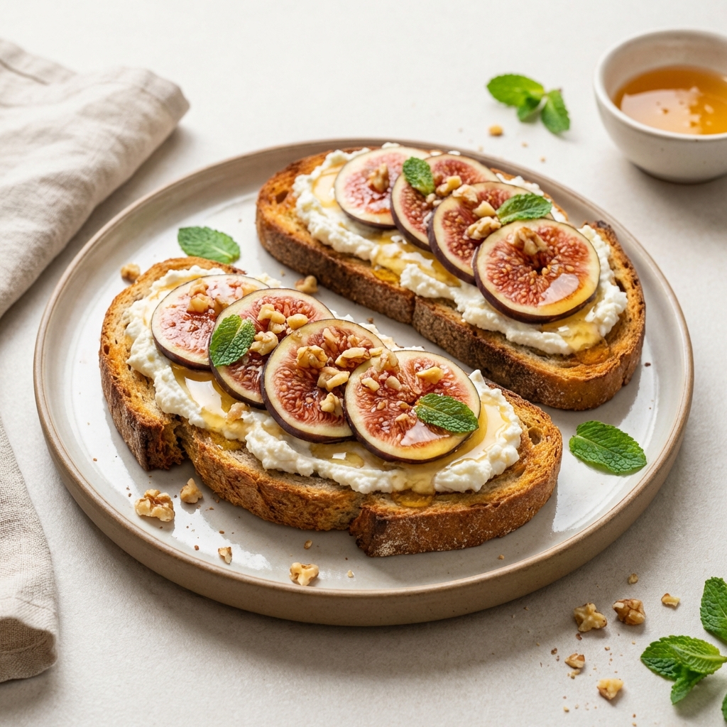 Tosty z Ricottą, Figami i Miodem
