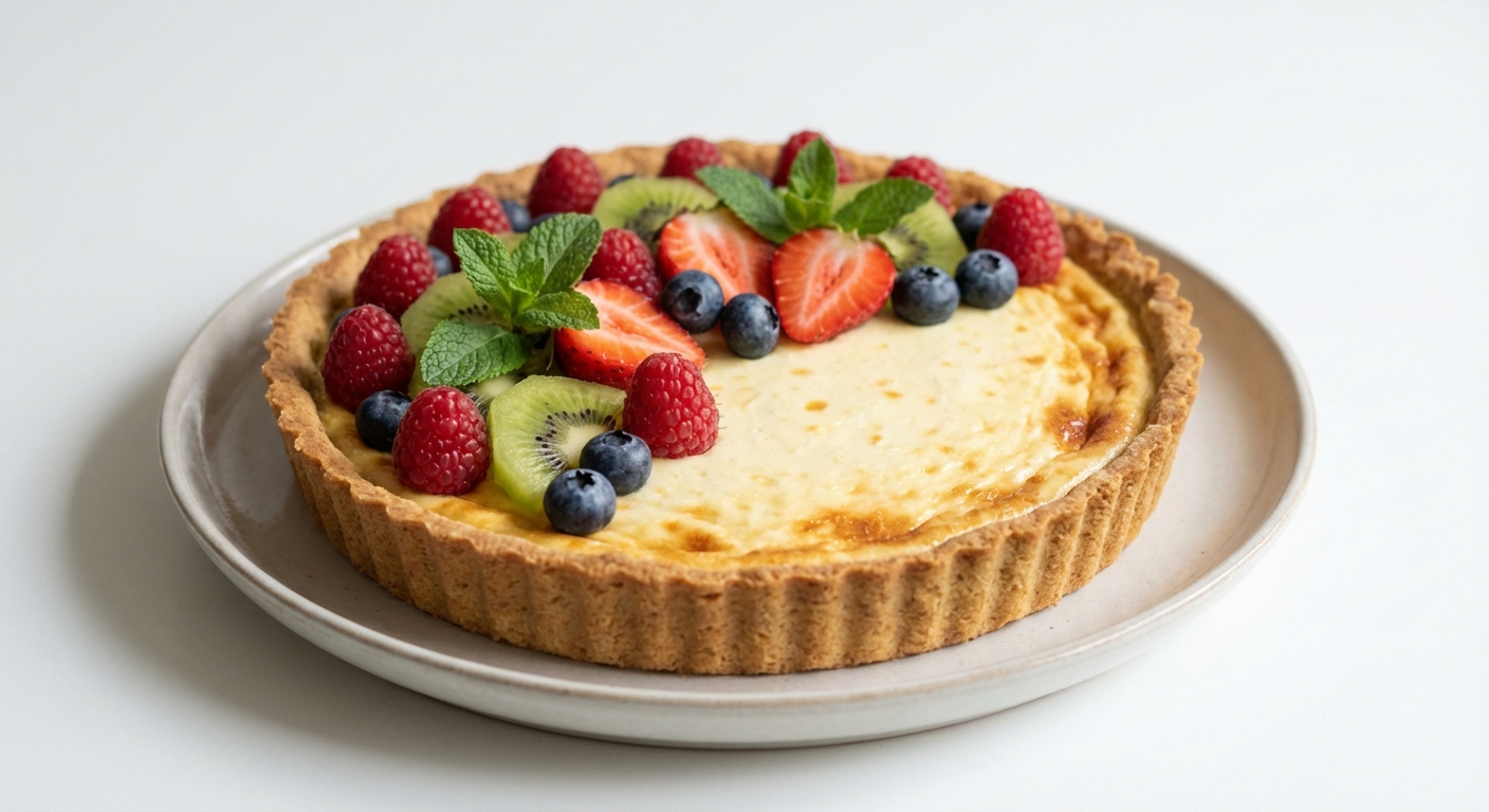 Tarta z owocami i twarogiem