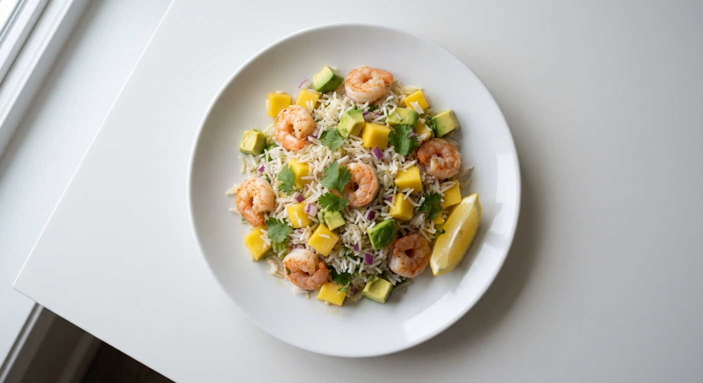 Sałatka z Ryżu Basmati, Mango i Krewetek