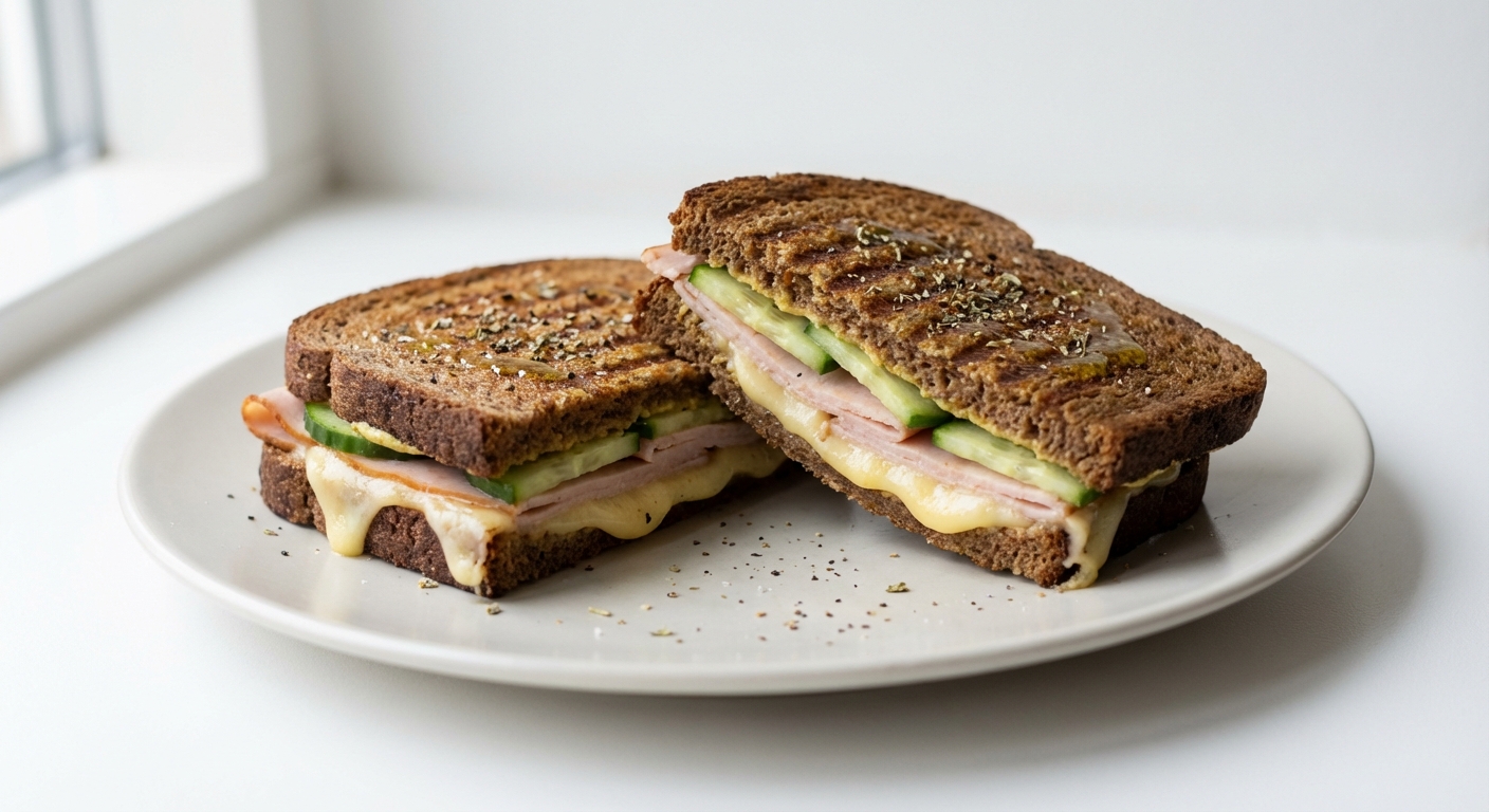 Żytnie Tosty z Szynką, Goudą i Ogórkiem