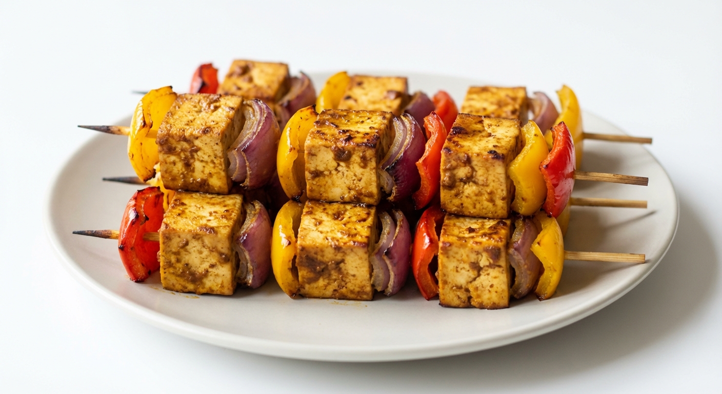 Marynowane Szaszłyki Tofu z Papryką i Cebulą