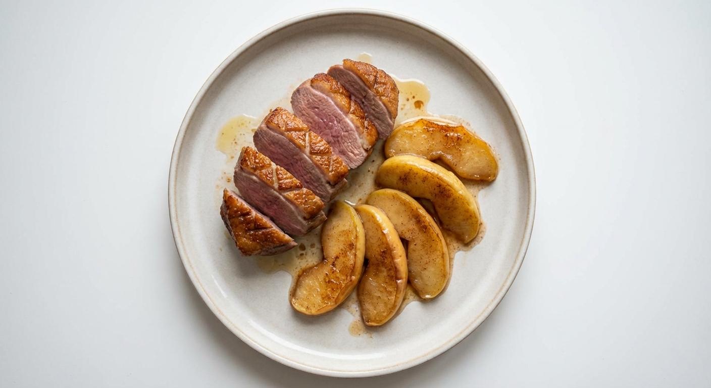 Pierś z kaczki z miodowymi jabłkami