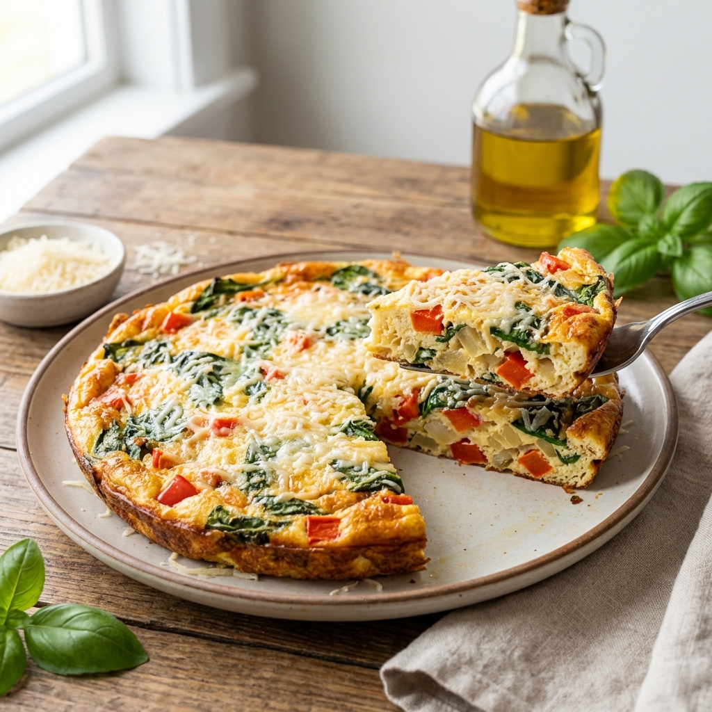 Frittata z Papryką, Szpinakiem i Parmezanem
