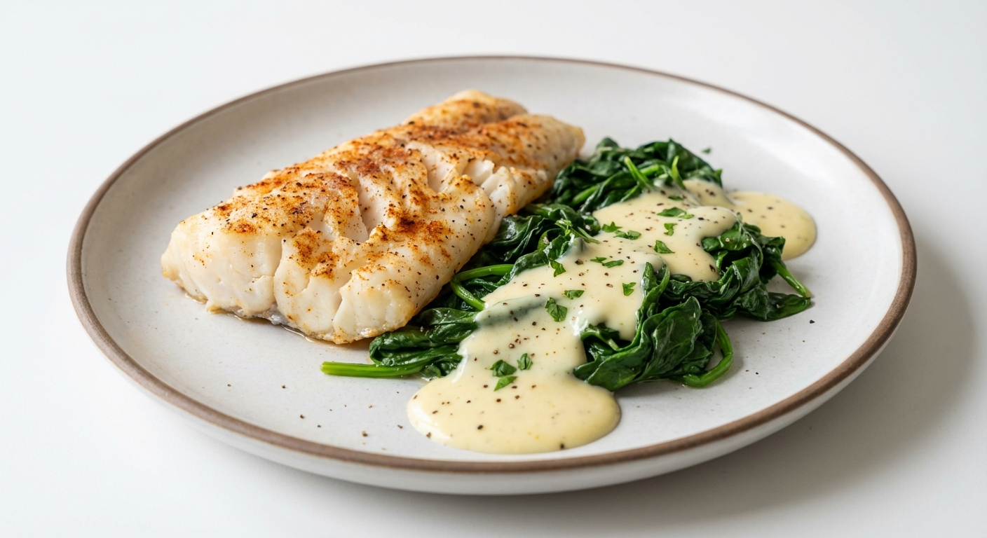 Dorsz ze szpinakiem i sosem cytrynowym