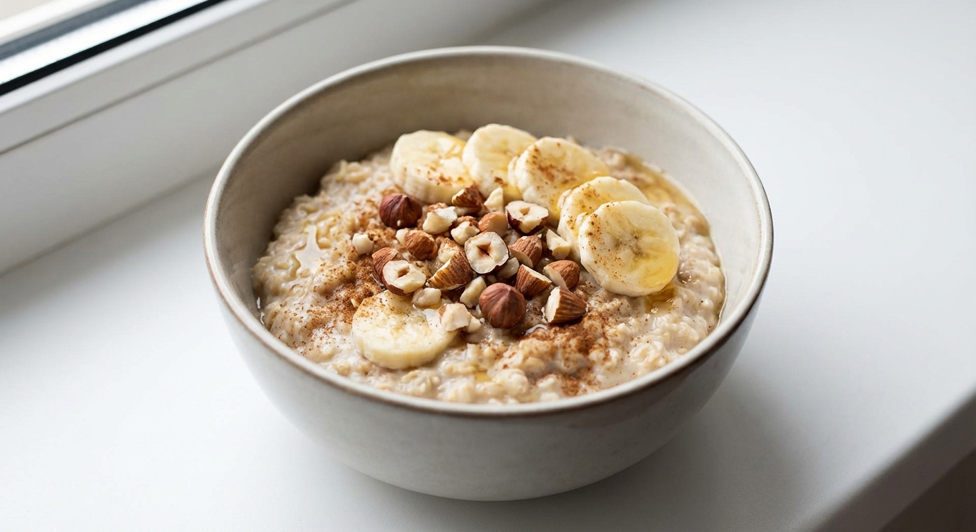 Owsianka z Bananem, Orzechami i Miodem