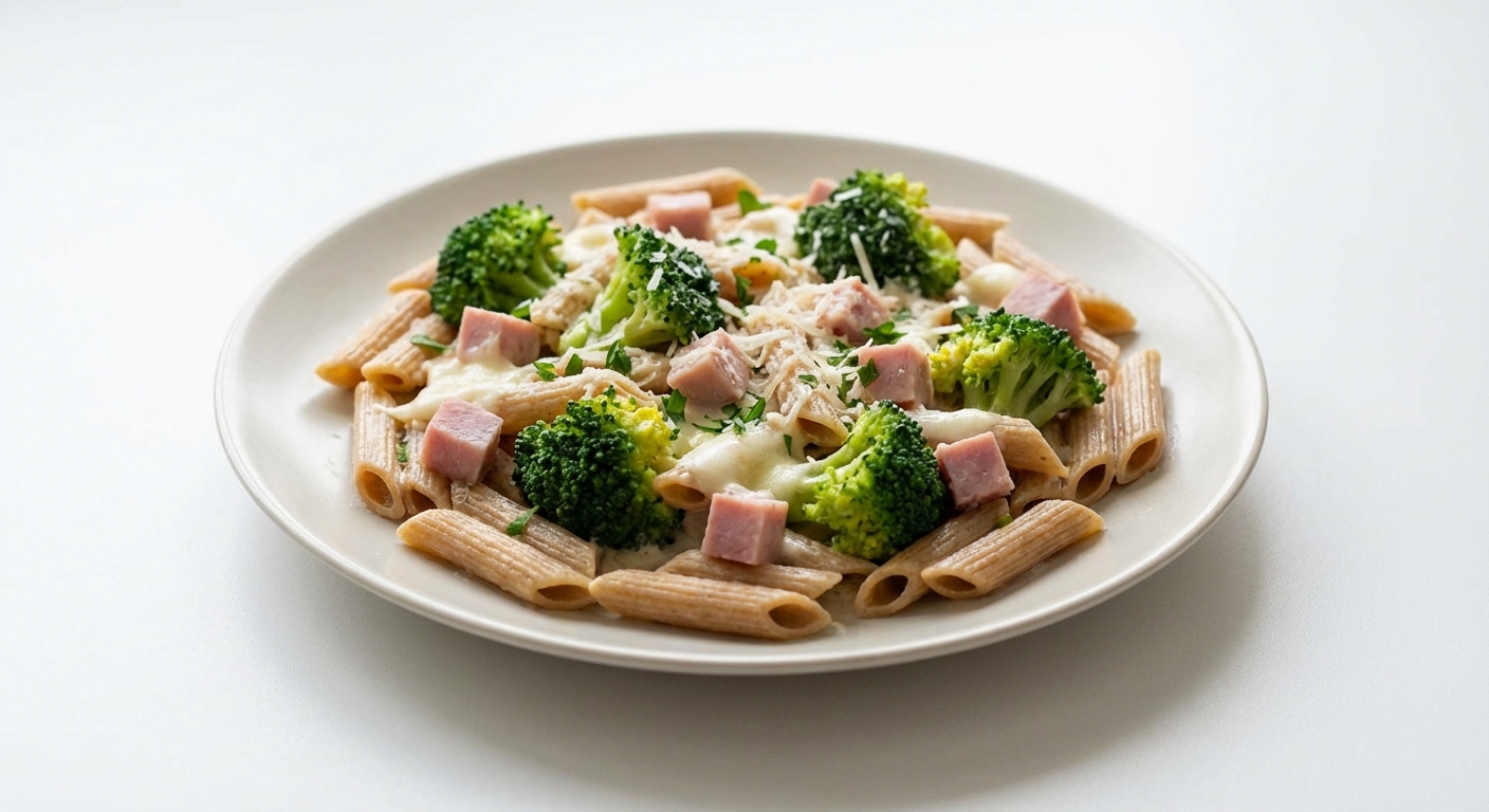 Pełnoziarniste Penne z Szynką i Brokułami