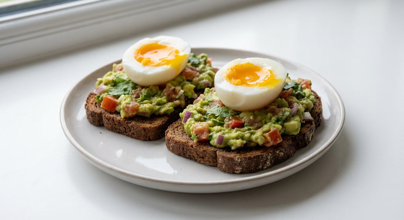 Żytnie tosty z guacamole i jajkiem