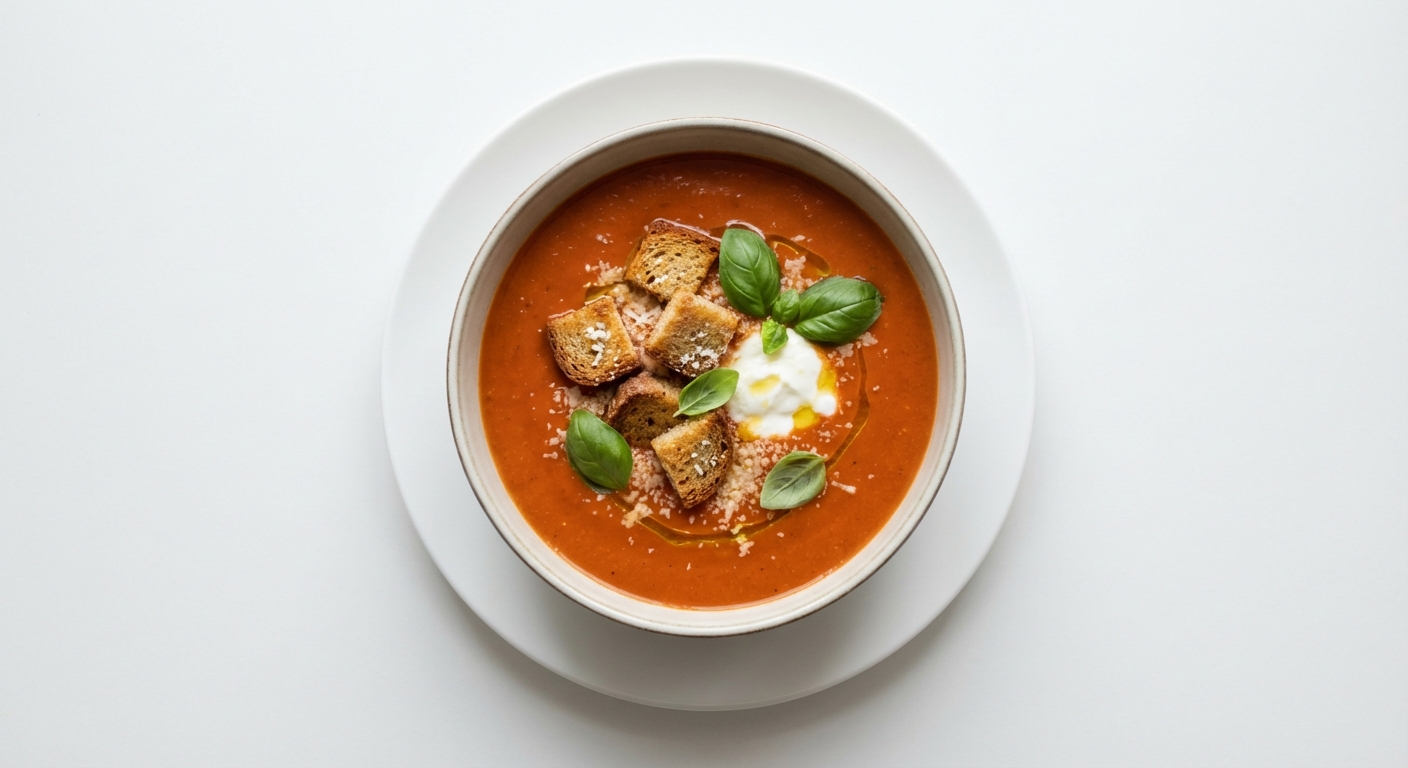 Krem z Pomidorów, Bazylii i Grzanek