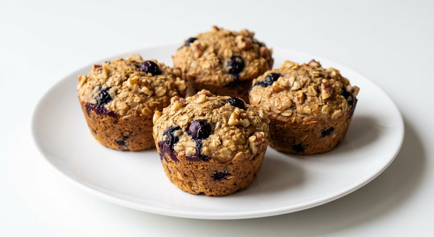 Owsiane Muffiny z Borówkami i Orzechami