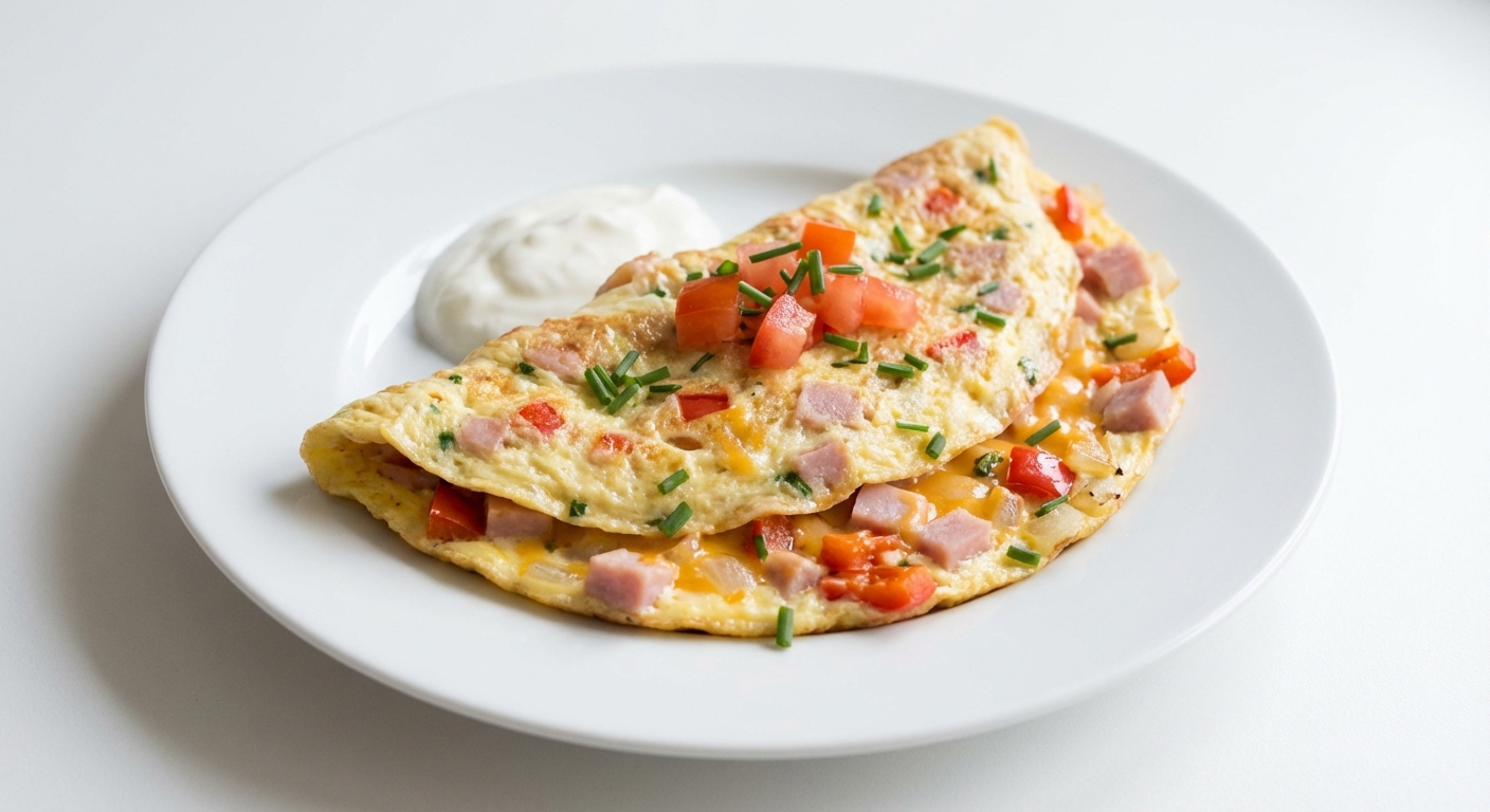 Omlet z Szynką, Cheddarem i Papryką