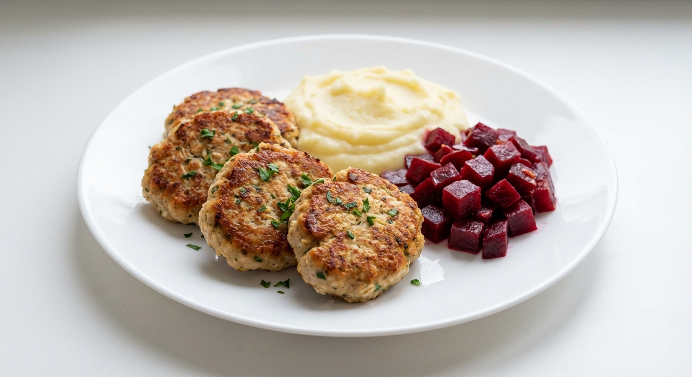 Kotlety z Kurczaka, Puree i Buraczki