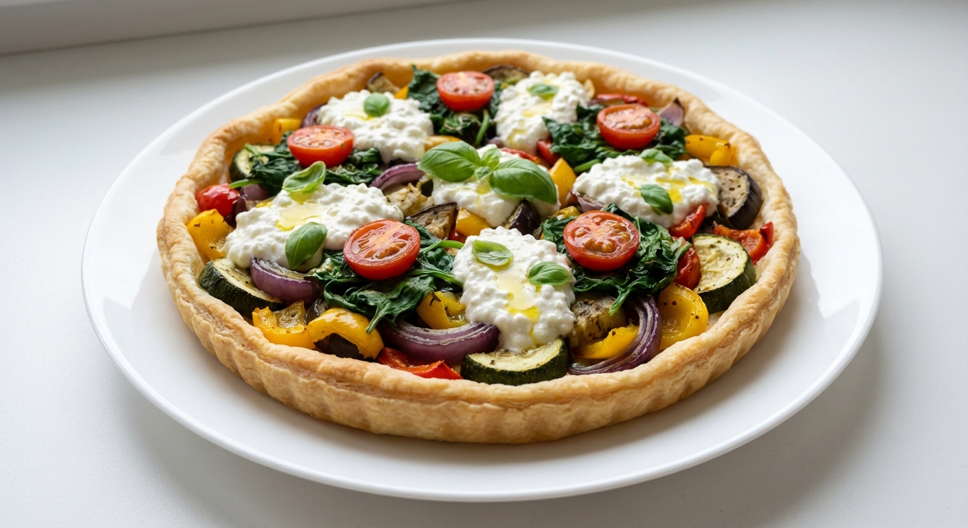 Tarta warzywna ze szpinakiem i twarogiem