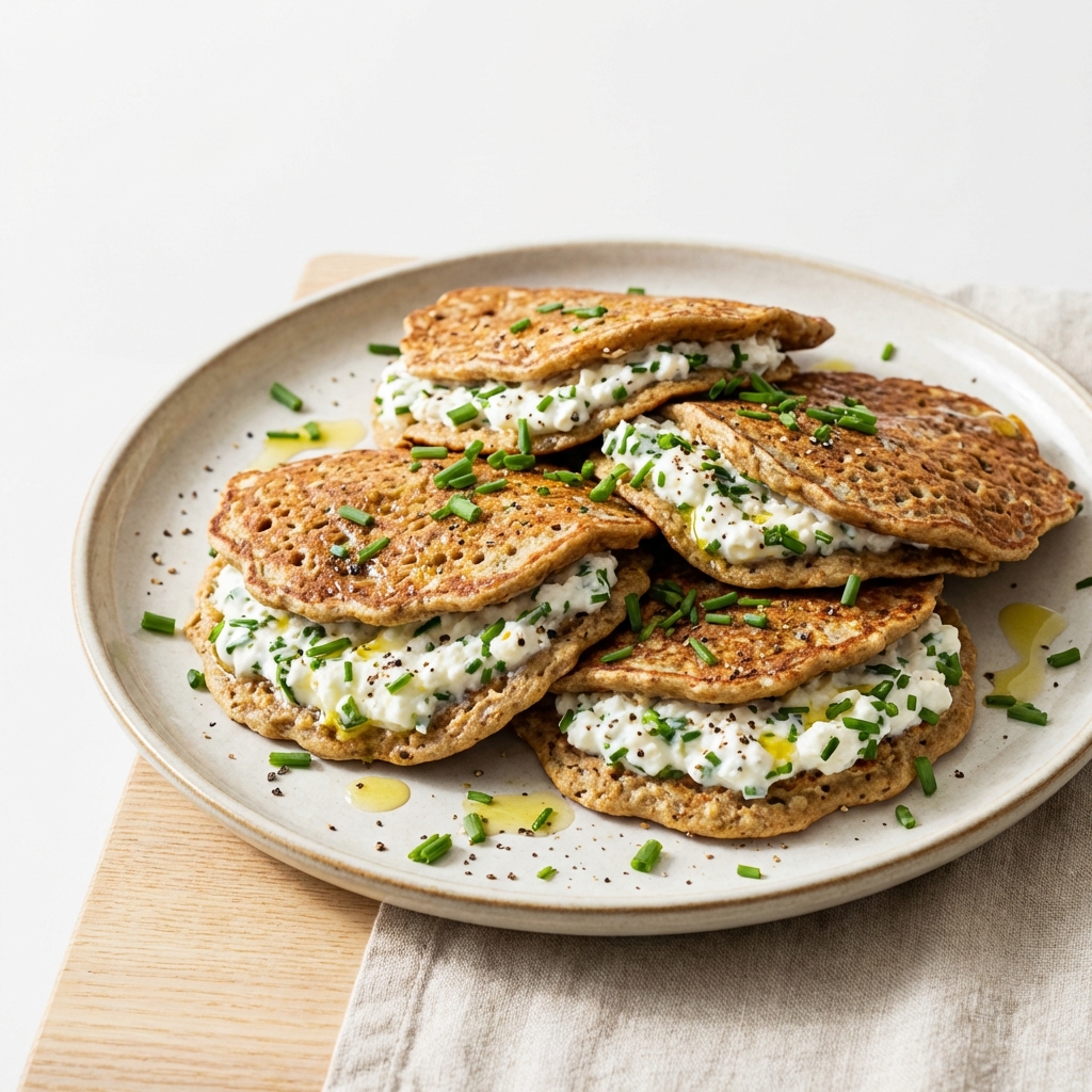 Owsiane Naleśniki z Twarogiem i Szczypiorkiem