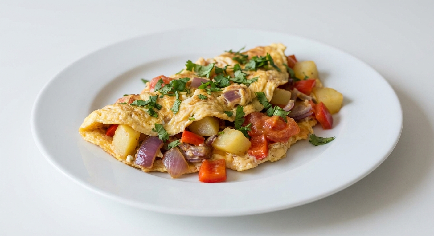 Jajecznica z Pomidorem, Papryką i Kolendrą