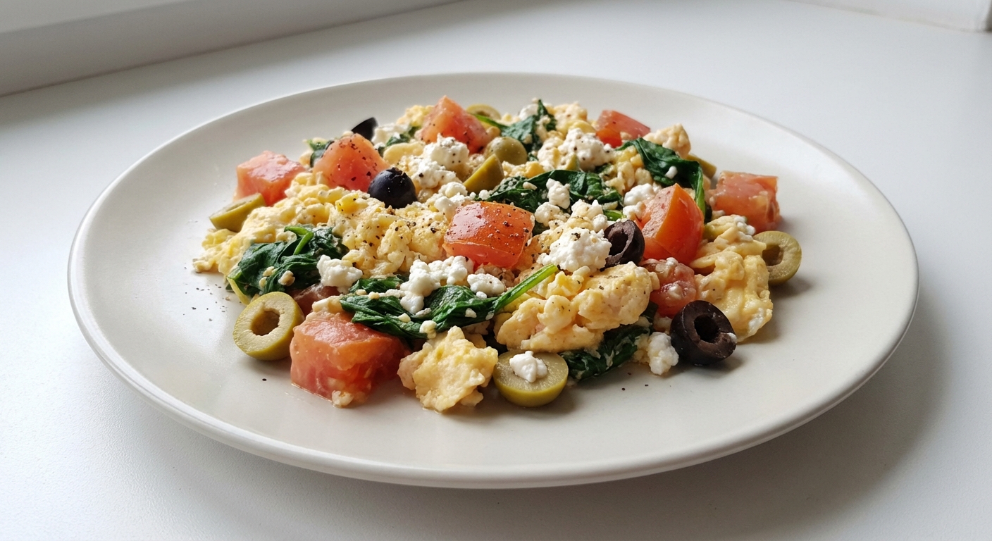 Jajecznica z Pomidorem, Szpinakiem i Twarogiem