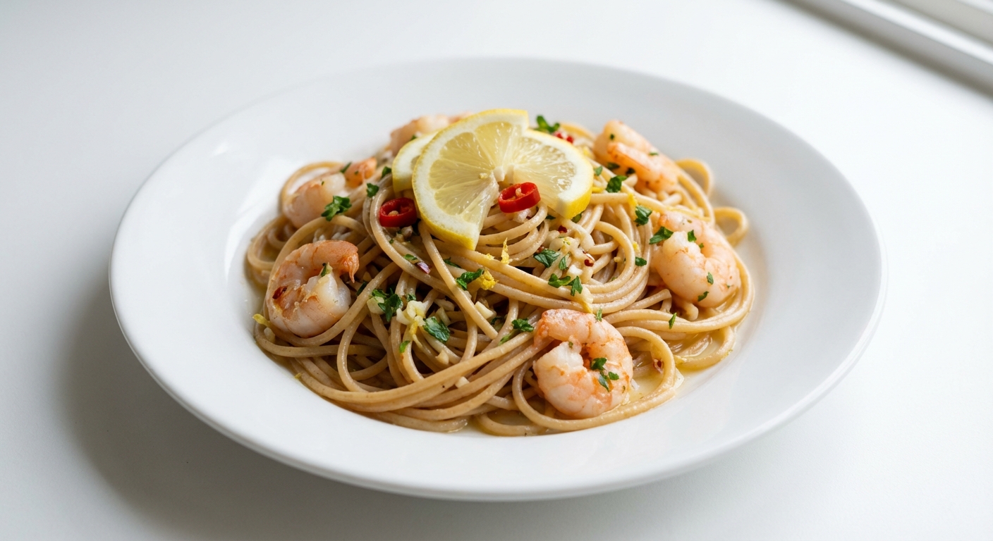 Spaghetti z Krewetkami, Chili i Cytryną