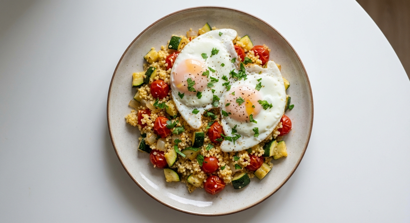 Jaglanka z warzywami i jajkiem