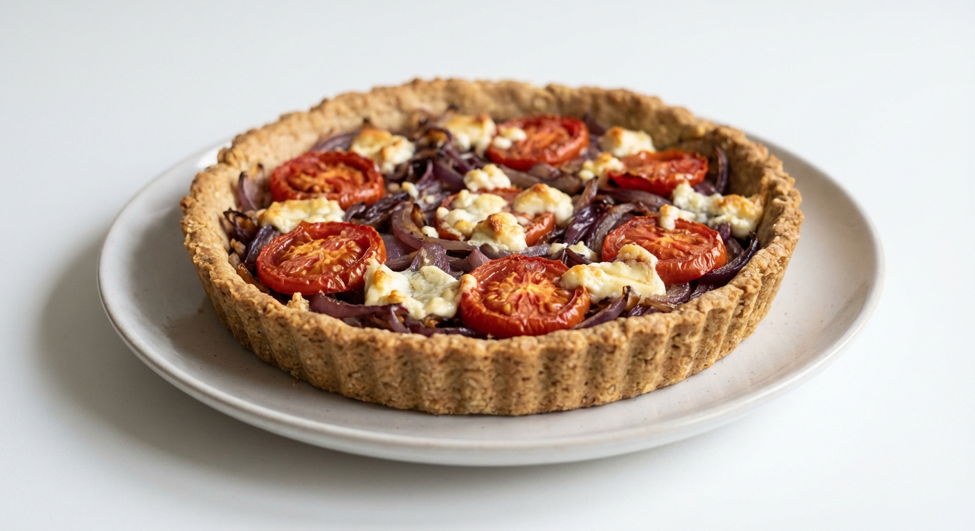 Tarta Owsiana z Pomidorami i Kozim Serem