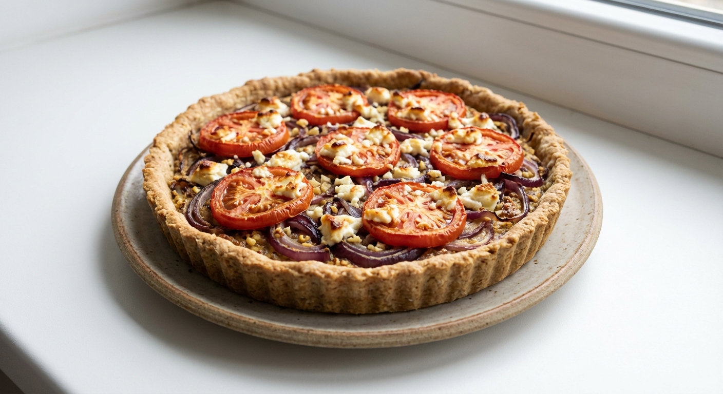 Tarta Owsiana z Pomidorami i Kozim Serem