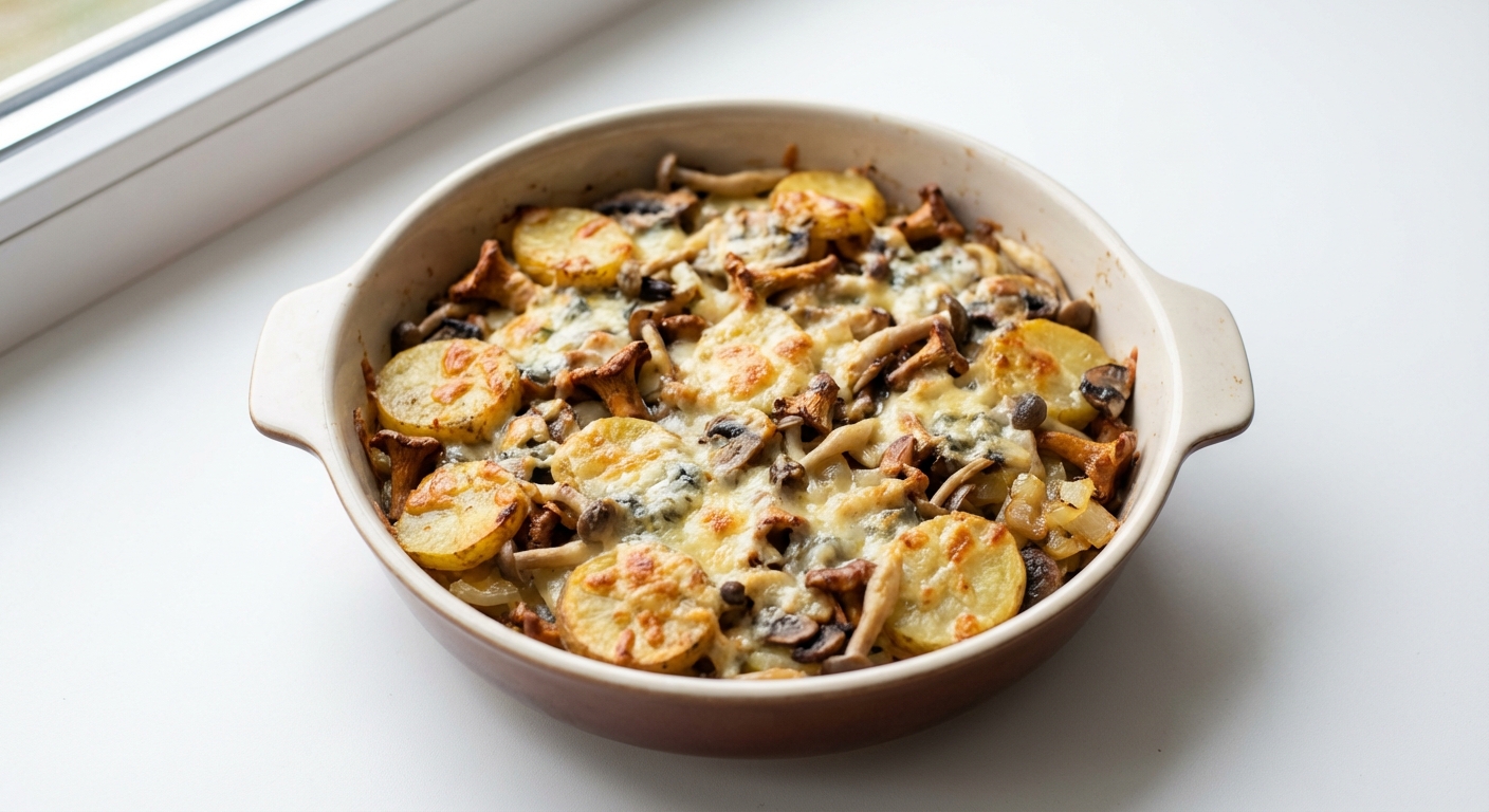 Zapiekanka Ziemniaczana z Gorgonzolą i Grzybami