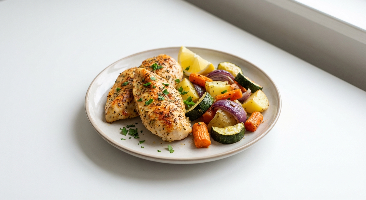 Pieczona pierś z kurczaka i warzywa
