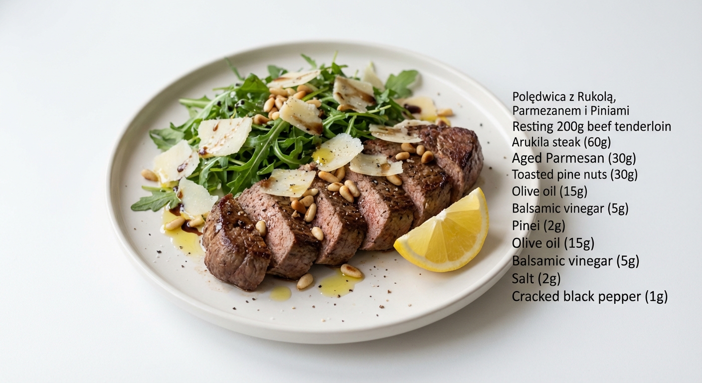 Polędwica z Rukolą, Parmezanem i Piniami