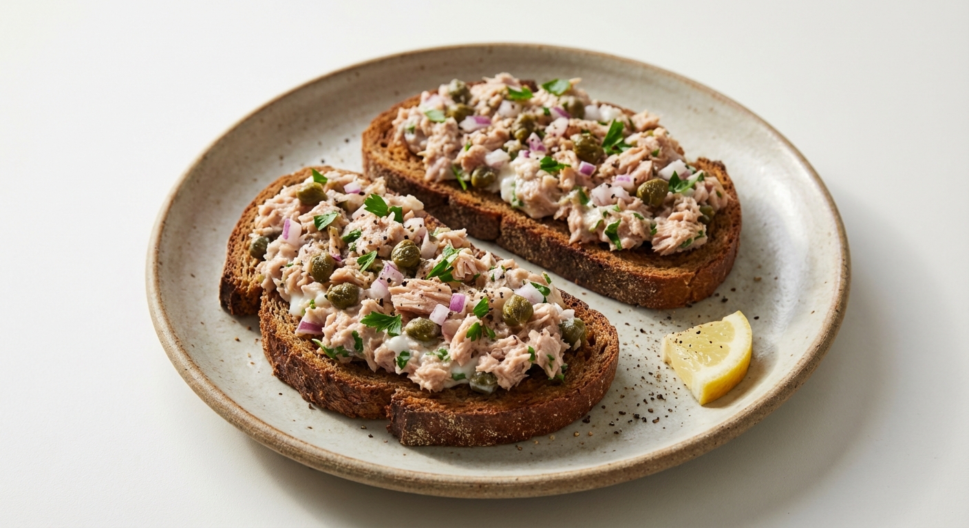Żytnie kanapki z tuńczykiem i kaparami
