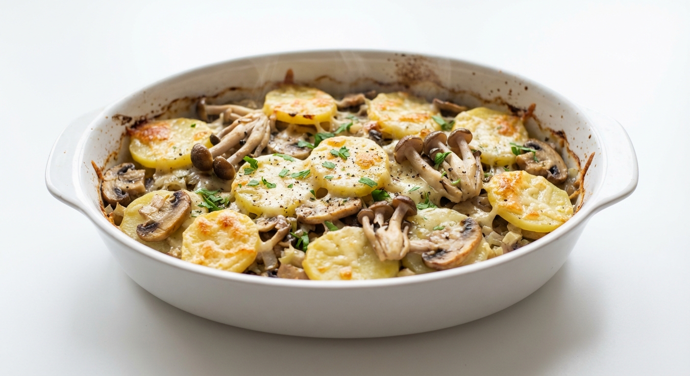Zapiekanka ziemniaczana z grzybami i serem